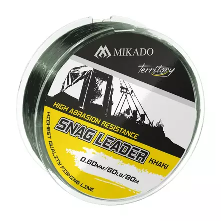 Mikado Snag Leader Khaki 80m - Mono-shockleadere - 5900637024330 - 1