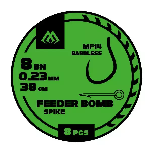 Mikado FB Rig MF14 Spike Barbless Mono 38cm - Ferdigknyttede kroker - 5900637119920 - 1