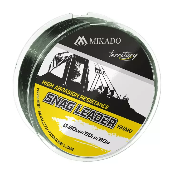 Mikado Snag Leader Khaki 80m - Mono-shockleadere - 5900637024330 - 1