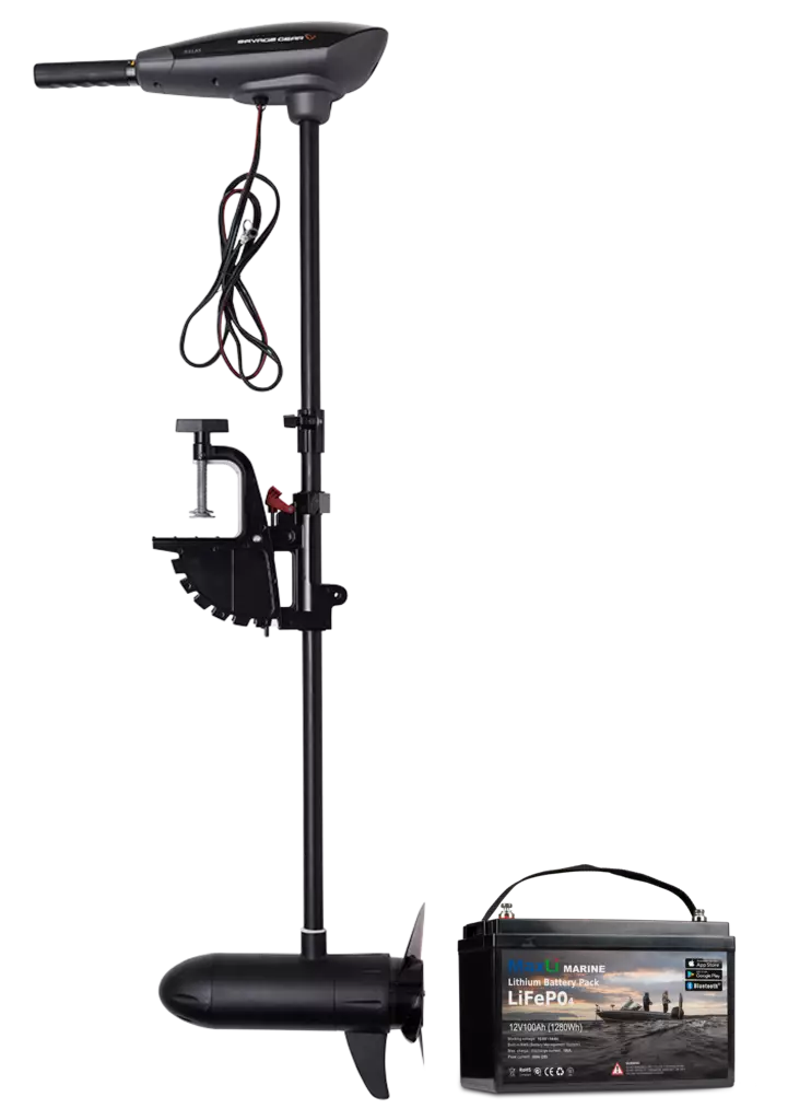 Savage Gear Thruster 12V 36lb & Maxli Marine lithium battery - Elektriske påhengsmotorer - 5706301710178M60 - 1