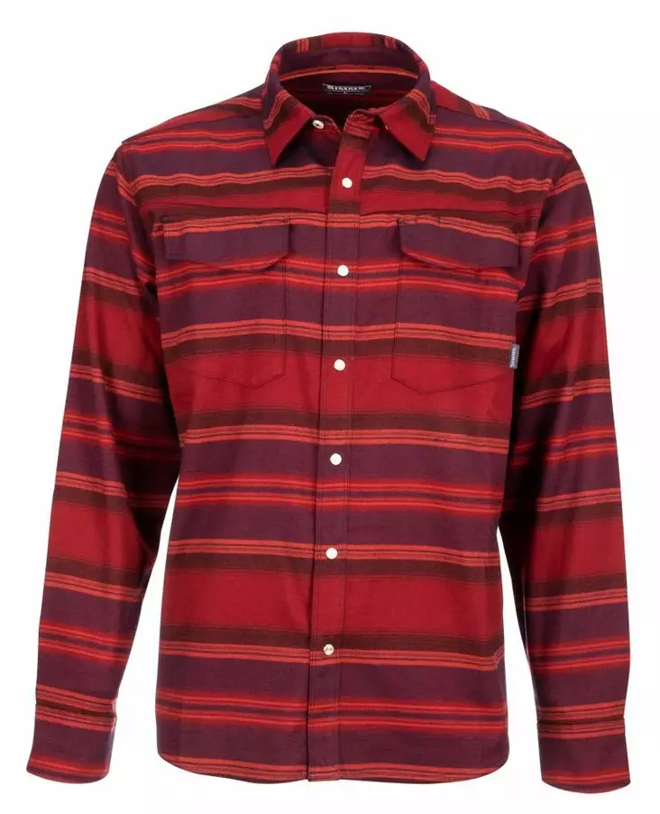 Simms Gallatin Flannel Shirt Auburn Moss Stripe - Skjorter - 694264498620 - 1
