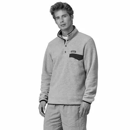 Patagonia M´s Lightweight Synch Snap-T Pullover Oatmeal Heather w/New Navy - Fleecegensere - 199346618441 - 2