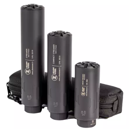 Silent Steel Compact Baffle Streamer 6,5 Armor Black - Lyddempere for presisjonsrifler - CSTB65B-AL-14x1 - 2