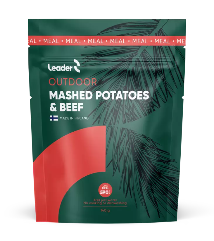 Leader Outdoor Mashed Potatoes Beef 140g - Campingmatte - 6430080443451 - 1