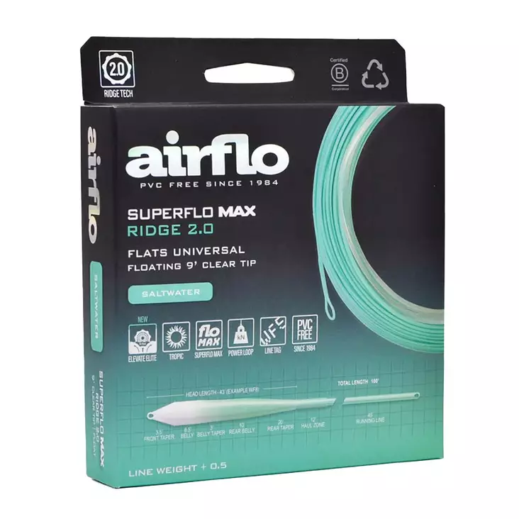 Airflo Superflo Max Ridge 2.0 Flats Universal 9ft Clear Tip - Flytteliner - 614910106631 - 1