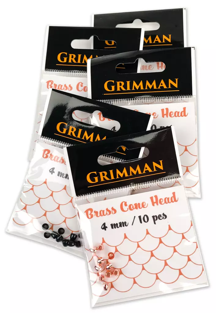 Grimman Brass Cone Head 4,0mm 10pcs - Kjeglehoder og andre hoder - 11808011 - 1
