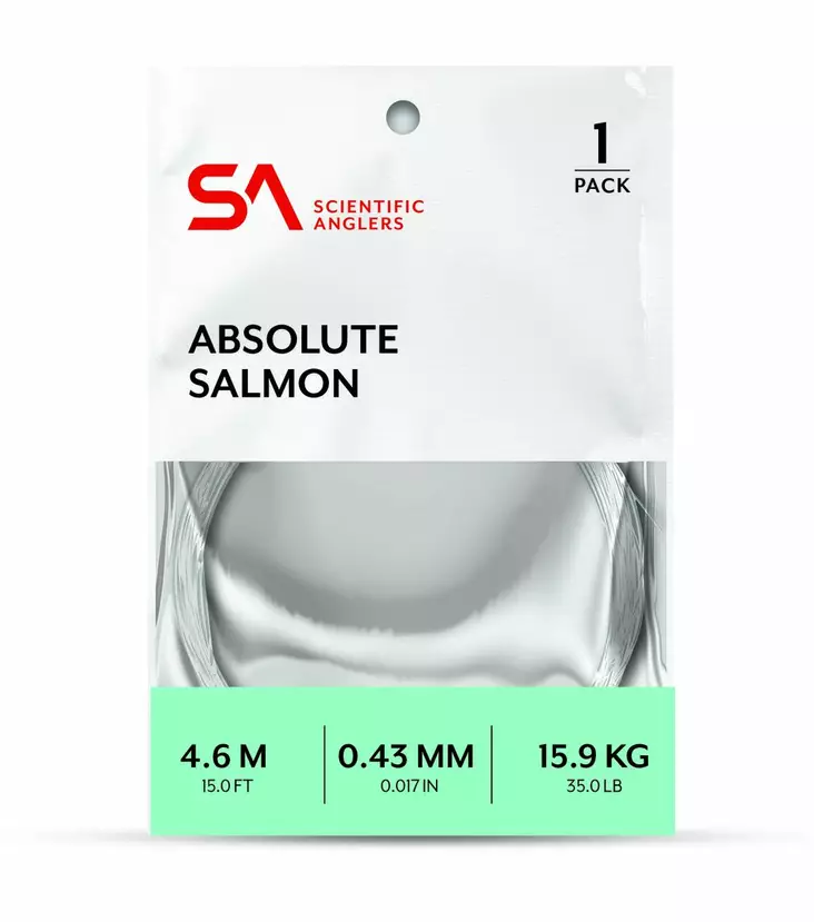 SA Absolute Salmon Leader 15ft - Avsmalnende Nylon-fortommer - 840309138581 - 1