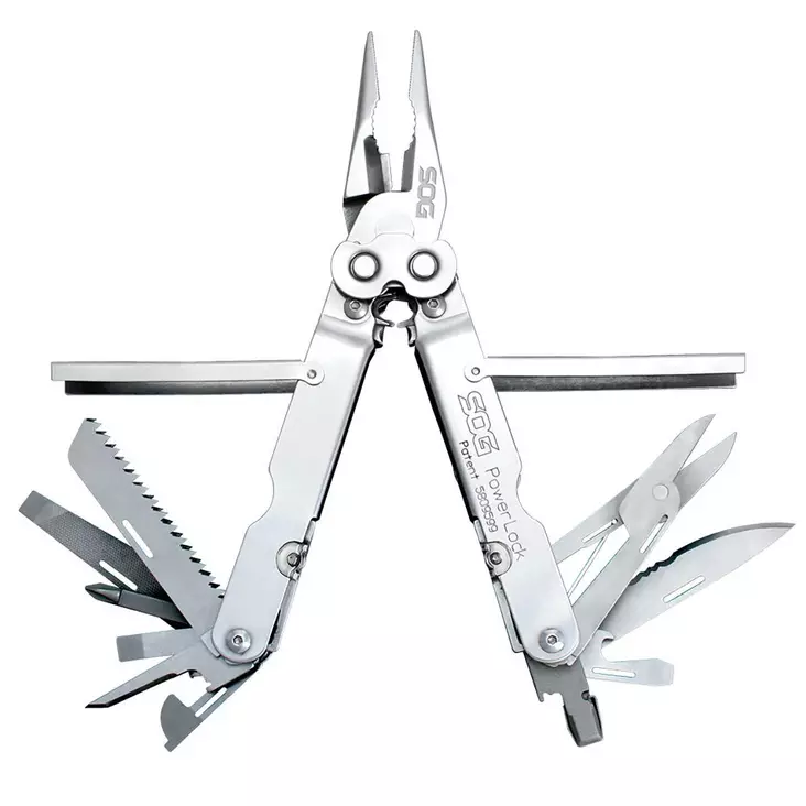 SOG Powerlock W/ Scissors Satin - Multifunksjonsverktøy - 729857993951 - 1