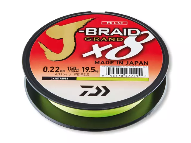 Daiwa J Braid Grand X8 Chartreuse - Flätlinor - 043178605332 - 2