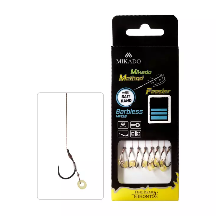 Mikado MF Rig HMFB213BG Rubber Braid Barbless - Ferdigknyttede kroker - 5900637057932 - 1