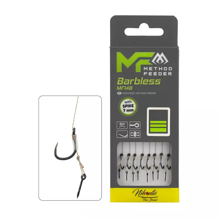 Mikado MF Rig MF14 Spike Barbless Braid 10cm - Ferdigknyttede kroker - 5900637120872 - 1