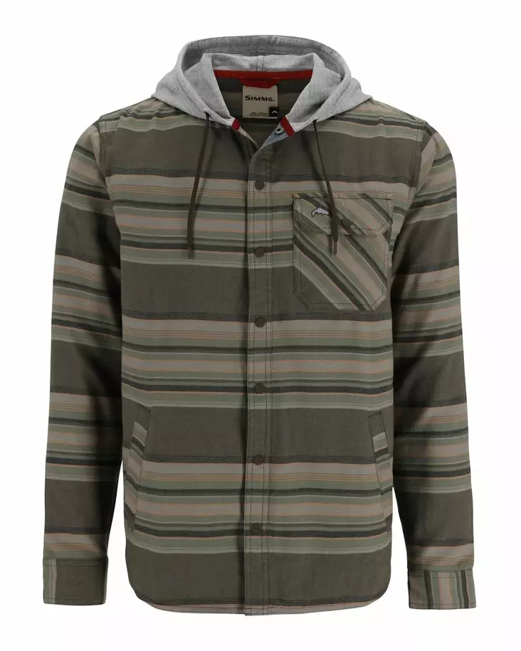 Simms Santee Flannel Hoody Hickory Dolomite Blanket Stripe - Skjorter - 694264656402 - 1