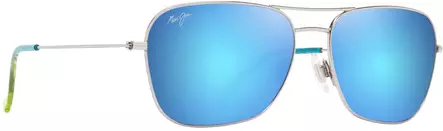 Maui Jim Naauao - Shiny Silver Frame with Blue Hawaii Lens - Plastlinser - 603429080143 - 1