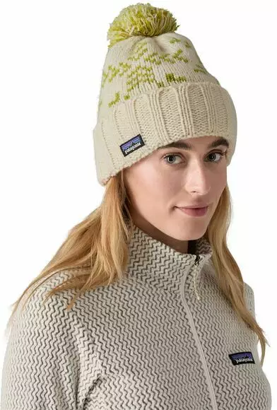Patagonia Snowbelle Beanie Evergreen Flakes: Birch White - Luer - 196924766433 - 2