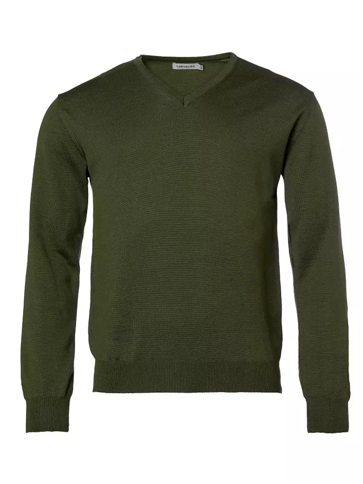 Chevalier Aston V-Neck Merino Pullover Men Pine Green - Jegertrøyer - 808491143103 - 1