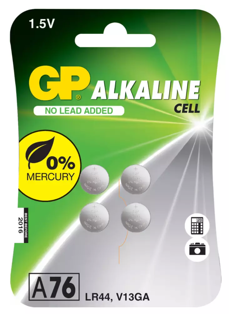 GP 1.5V A76/LR44/V13GA 4kpl paristo - Batterier og powerbanker - 4891199162473 - 1