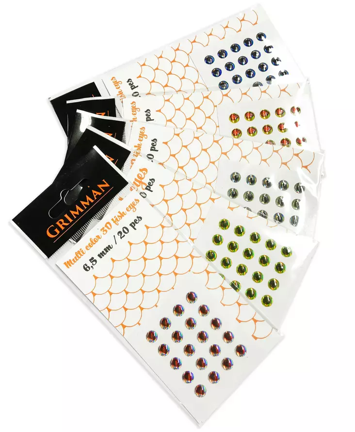 Grimman 3D Fish Eyes 6,5mm - Klistremerkeøyne - 11808003 - 1