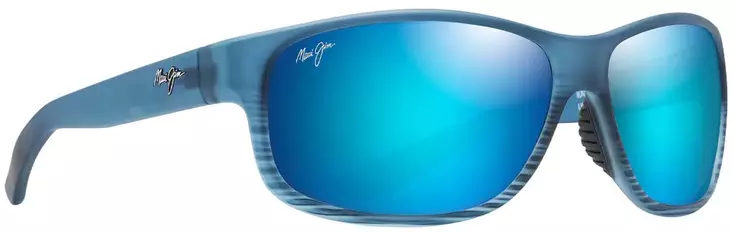 Maui Jim Kaiwi Channel - Blue Black Stripe Frame with Blue Hawaii Lens - Glasslinser - 603429067373 - 1