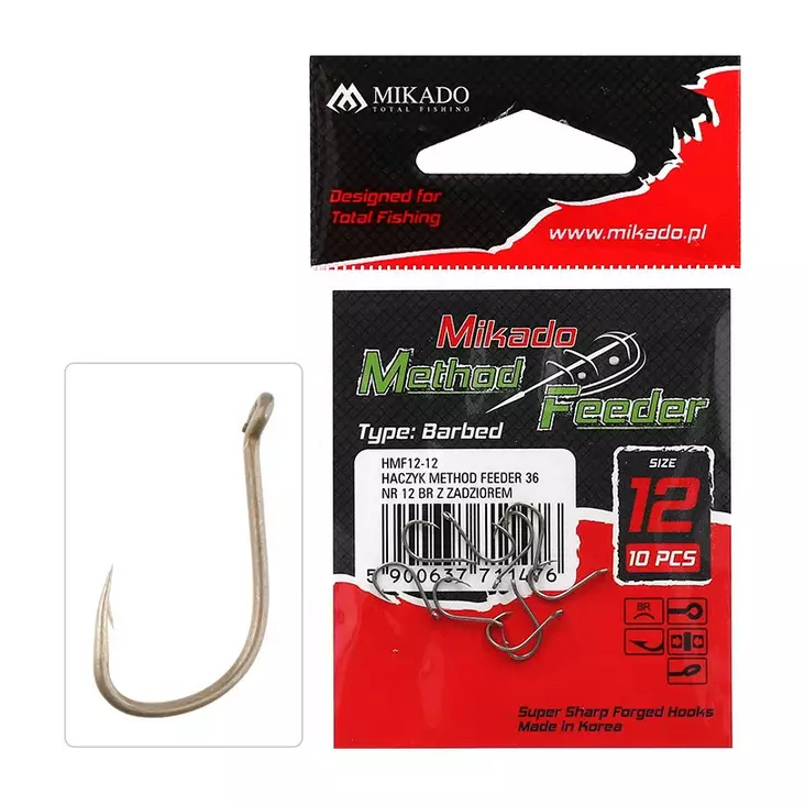 Mikado Method Feeder 36 Hook Barbed - Kroker med øye & spade - 5900637711483 - 1