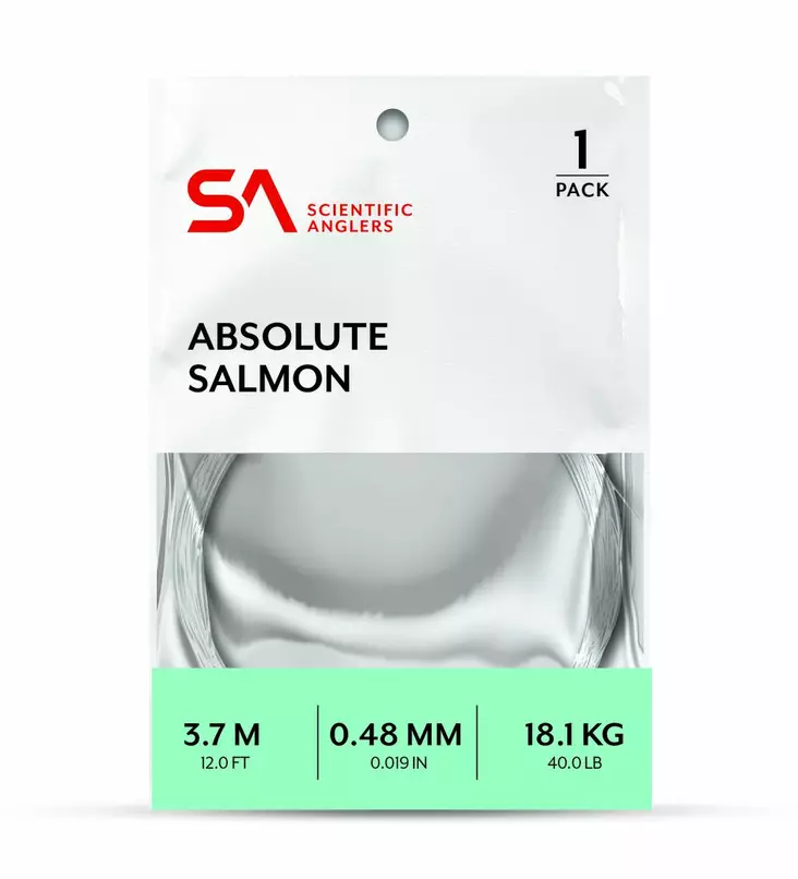SA Absolute Salmon Leader 12ft - Avsmalnende Nylon-fortommer - 840309138543 - 1