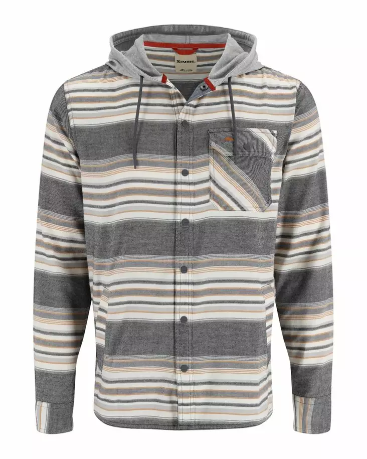 Simms Santee Flannel Hoody Black/Slate Blanket Stripe - Hettegensere - 694264656273 - 2