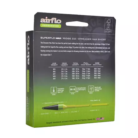 Airflo Superflo Max Ridge 2.0 Streamer Max Short Sink - Synkespiss-liner - 614910148754 - 2