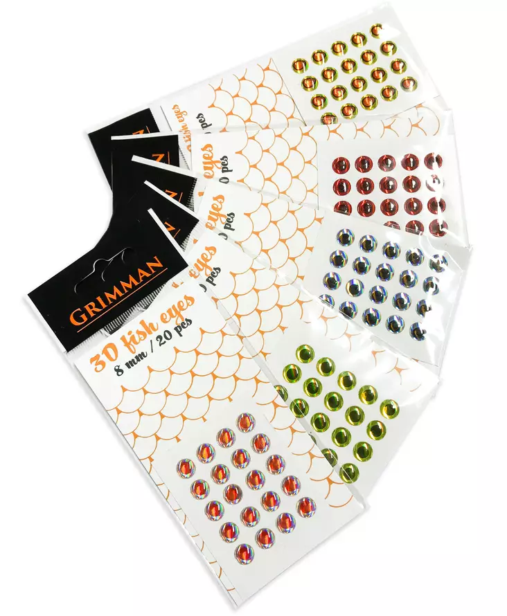 Grimman 3D Fish Eyes 8mm - Klistremerkeøyne - 11808004 - 1