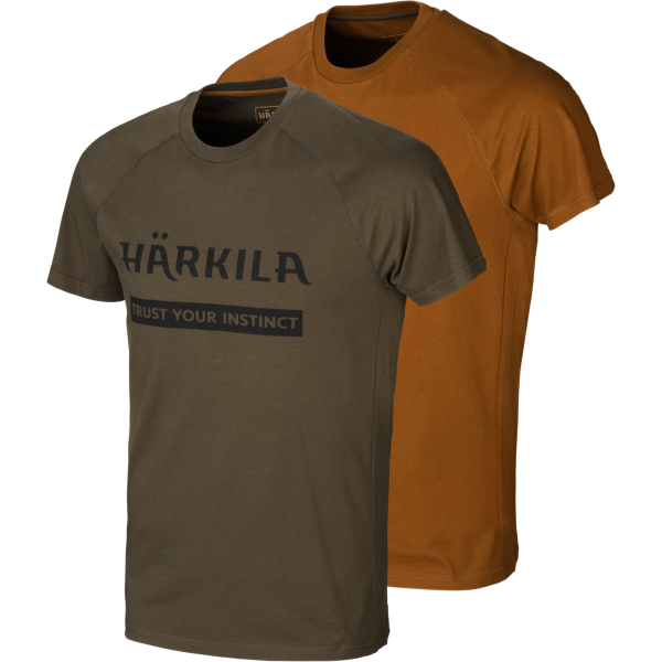 Härkila Logo T-Shirt 2-Pack Green/Clay - Jegertrøyer - 16010505904 - 1