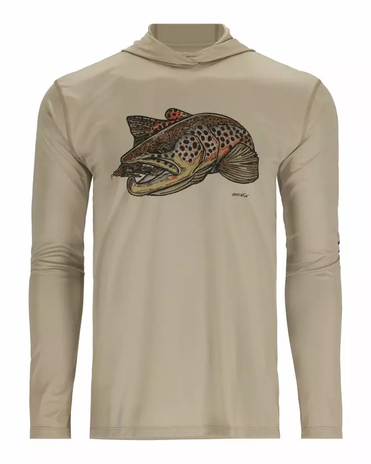Simms Tech Hoody - Artist Series Stone Brown Trout - Hettegensere - 694264606834 - 1