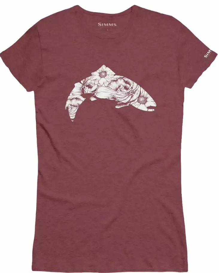 Simms Wms Flora Trout T-Shirt Burgundy Heather - T-skjorter - 694264492604 - 1