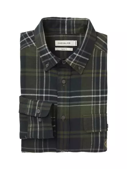 Chevalier Heron Flannel Shirt Men October Green Checked - Jegertrøyer - 808491167895 - 2