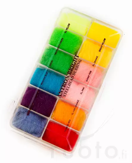 Wapsi Dispencer Antron Bright Steelhead - Dubbing sortimentssett - 053526352115 - 1