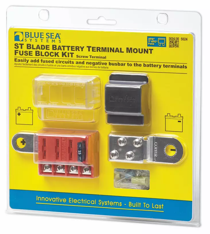 Blue Sea Systems Fuse Block ST-Blade BTM 4 Circuits Kit - Kontakter og kabler - 632085050245 - 1