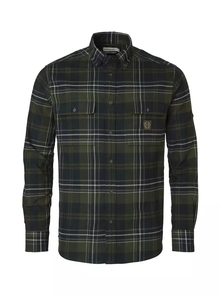 Chevalier Heron Flannel Shirt Men October Green Checked - Jegertrøyer - 808491167895 - 1