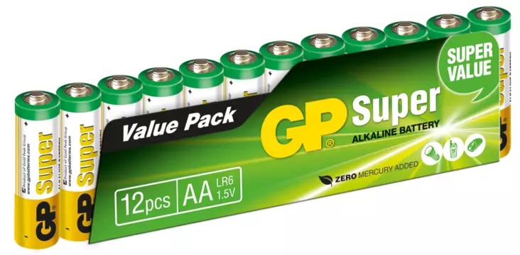 GP Super Alkaline AA 12kpl paristo - Batterier og powerbanker - 4891199217005 - 1