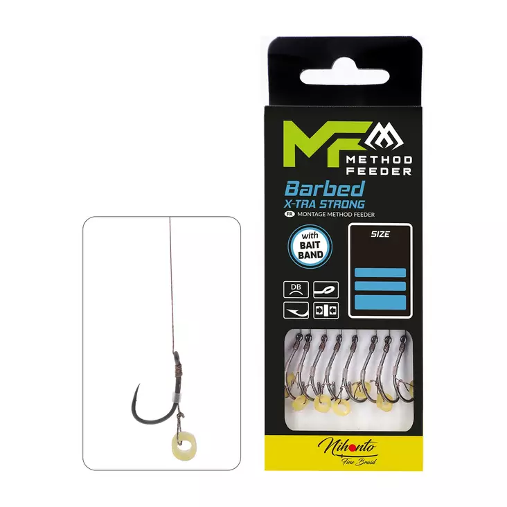 Mikado MF Rig Bait Band Barbed Braid 10cm - Ferdigknyttede kroker - 5900637114895 - 1