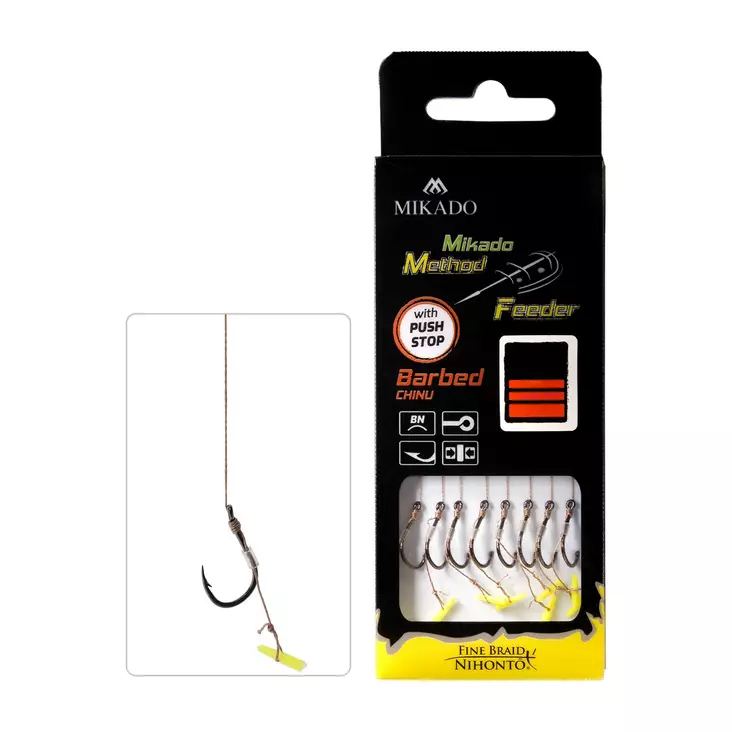 Mikado MF Rig HMFB212P Push Stop Braid Barbed - Ferdigknyttede kroker - 5900637721215 - 1