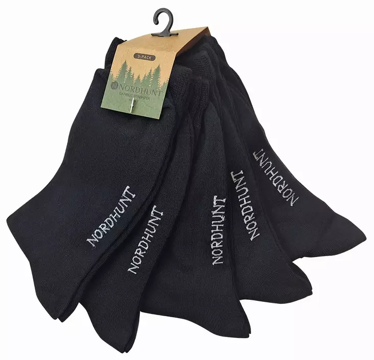 Nordhunt Bamboo 5-Pack Socks Black 40-46 - Jegersokker - 23445 - 1