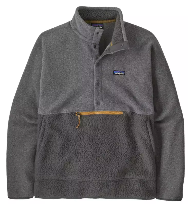 Patagonia Mens Retro Pile Half-Snap Pull-Over Forge Grey - Mellomjakker - 196924714915 - 1