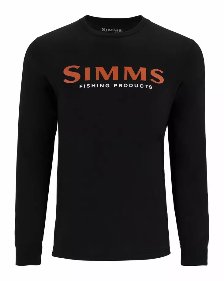 Simms Logo Shirt LS Jet Black - T-skjorter herre - 694264656785 - 1