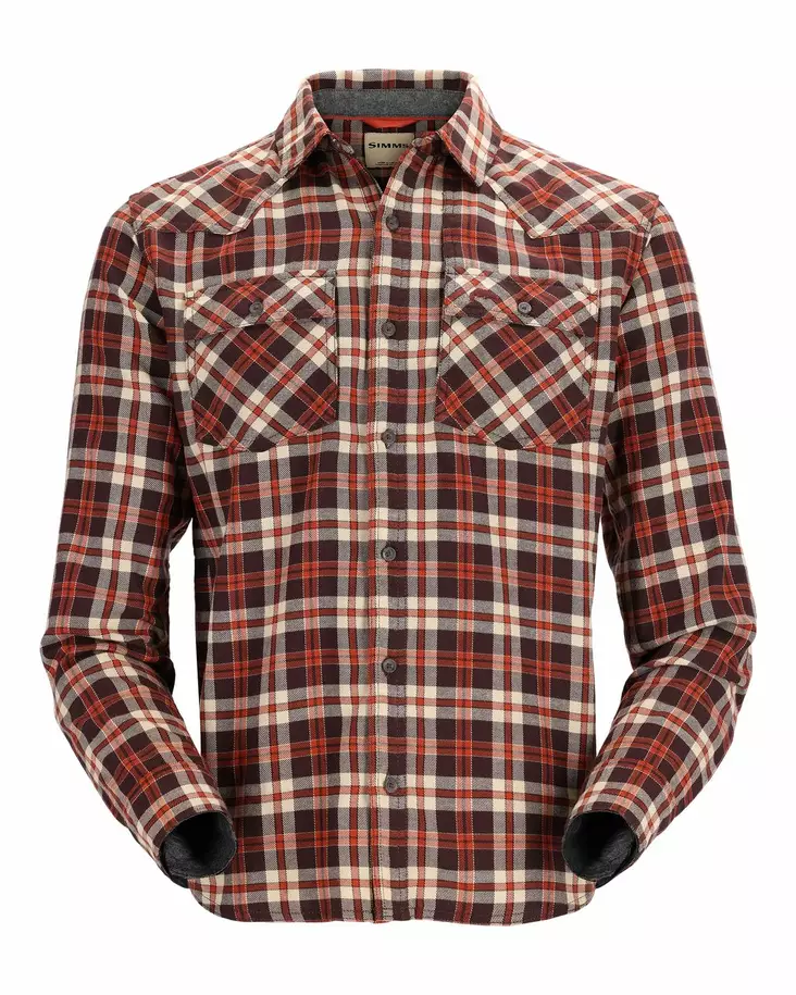 Simms Santee Flannel Mahogany/Tan Camp Plaid - Skjorter - 694264581575 - 1