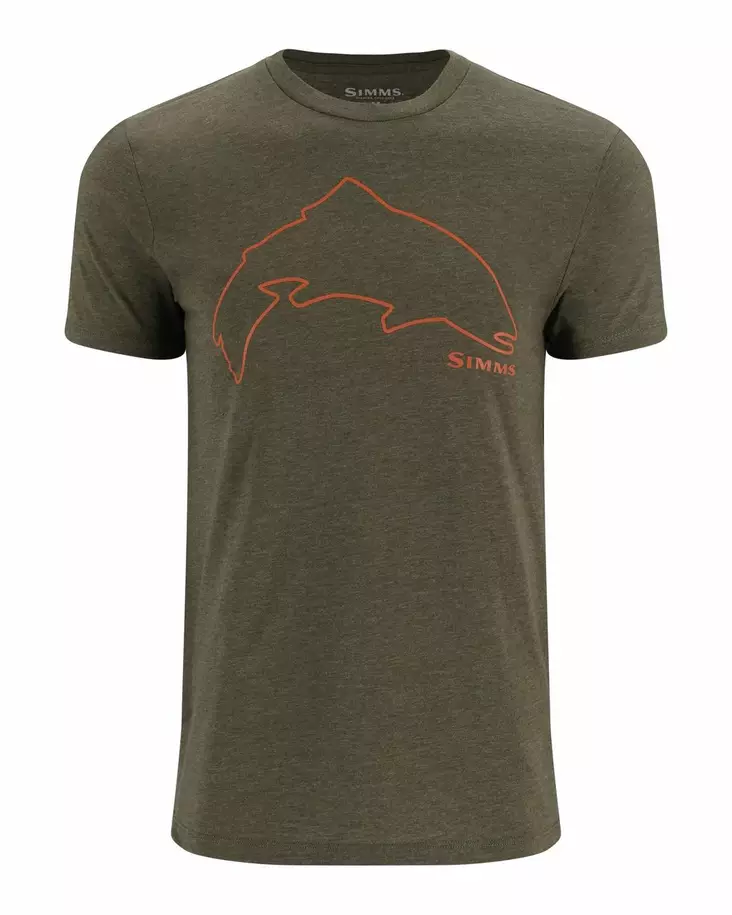 Simms Trout Outline T-Shirt Loden Heather - T-skjorter herre - 694264655795 - 1