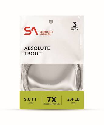 Scientific Anglers Absolute Trout Leader 9ft 3-pack - Avsmalnende Nylon-fortommer - 840309134316 - 1