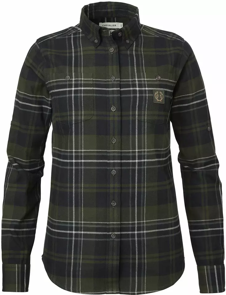 Chevalier Heron Flannel Shirt Women October Green Checked - Jegertrøyer - 808491167826 - 1