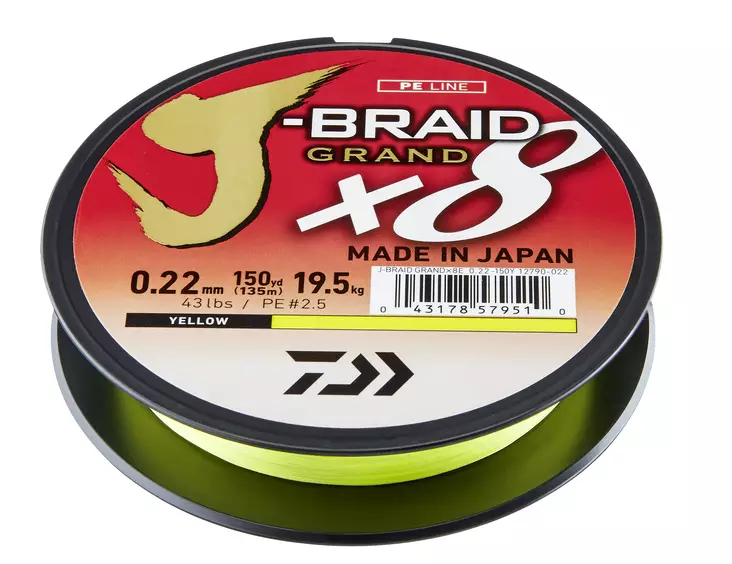 Daiwa J-Braid Grand X8 Yellow - Flätlinor - 043178579466 - 1