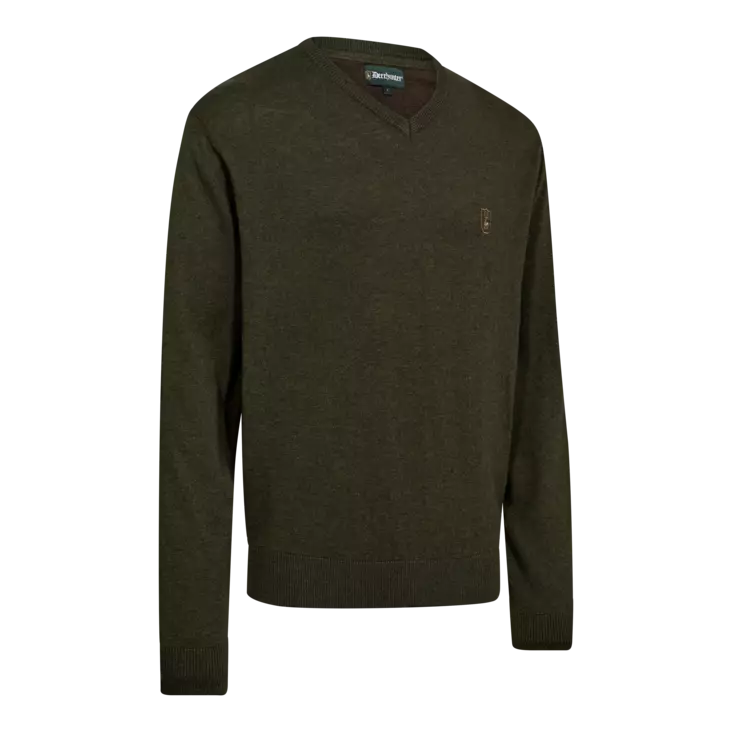 Deerhunter Harrington V-Neck Knit Forest Ember Melange - Jegertrøyer - 5702827236246 - 1