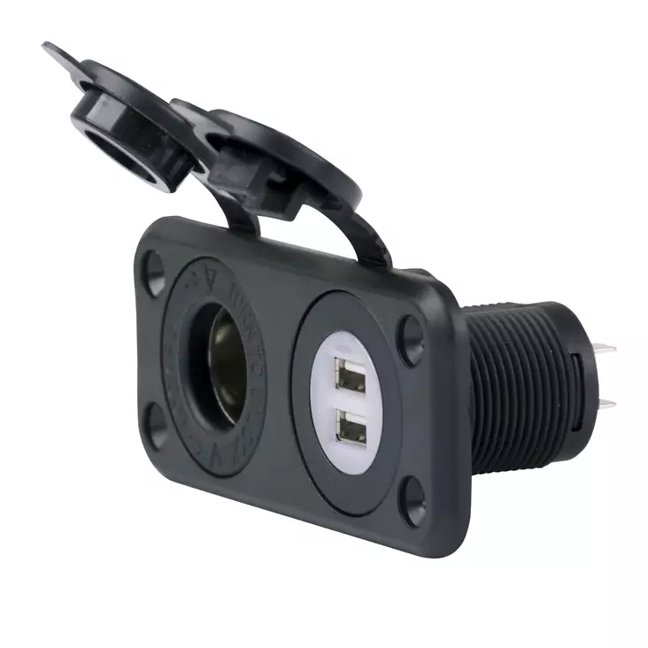 Marinco Dual USB Charger and 12V Receptacle - Batterier og elektrisk tilbehør - 093344059896 - 1
