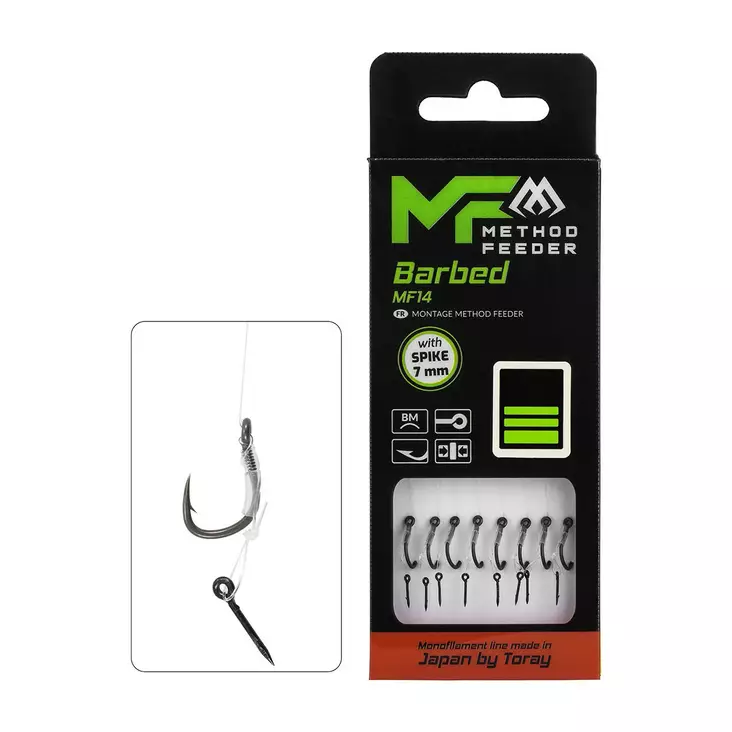 Mikado MF Rig MF14 Spike Barbed Mono 10cm - Ferdigknyttede kroker - 5900637121046 - 1