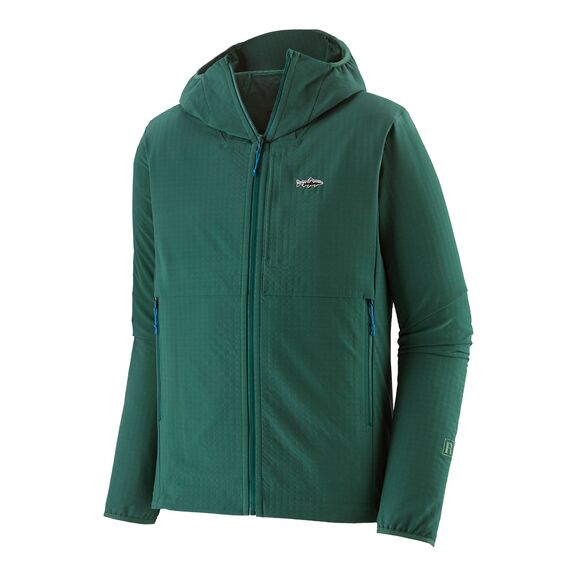 Patagonia Ms R1 TechFace Fitz Roy Trout Hoody Conifer Green - Fleecegensere - 196924371606 - 1