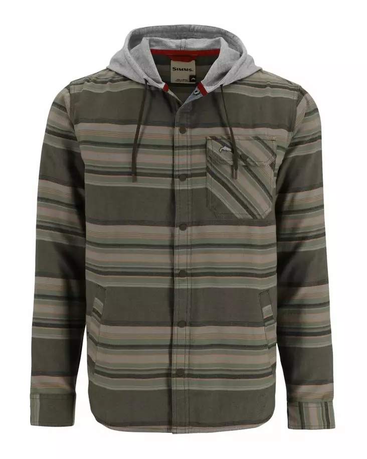 Simms Santee Flannel Hoody Hickory/Dolomite Blanket Stripe - Hettegensere - 694264656396 - 2